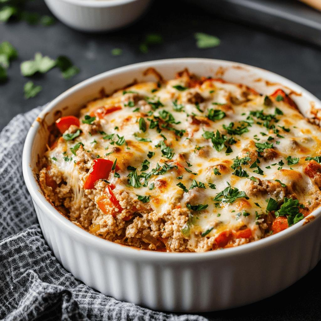 Ground Turkey Stuffed Pepper Casserole