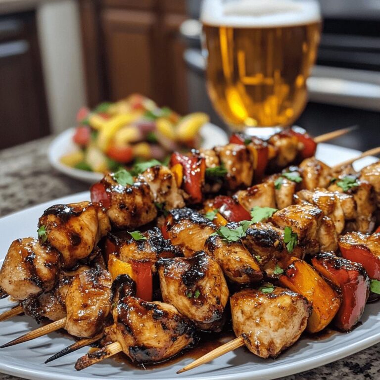 Beer and Honey BBQ Chicken Skewers