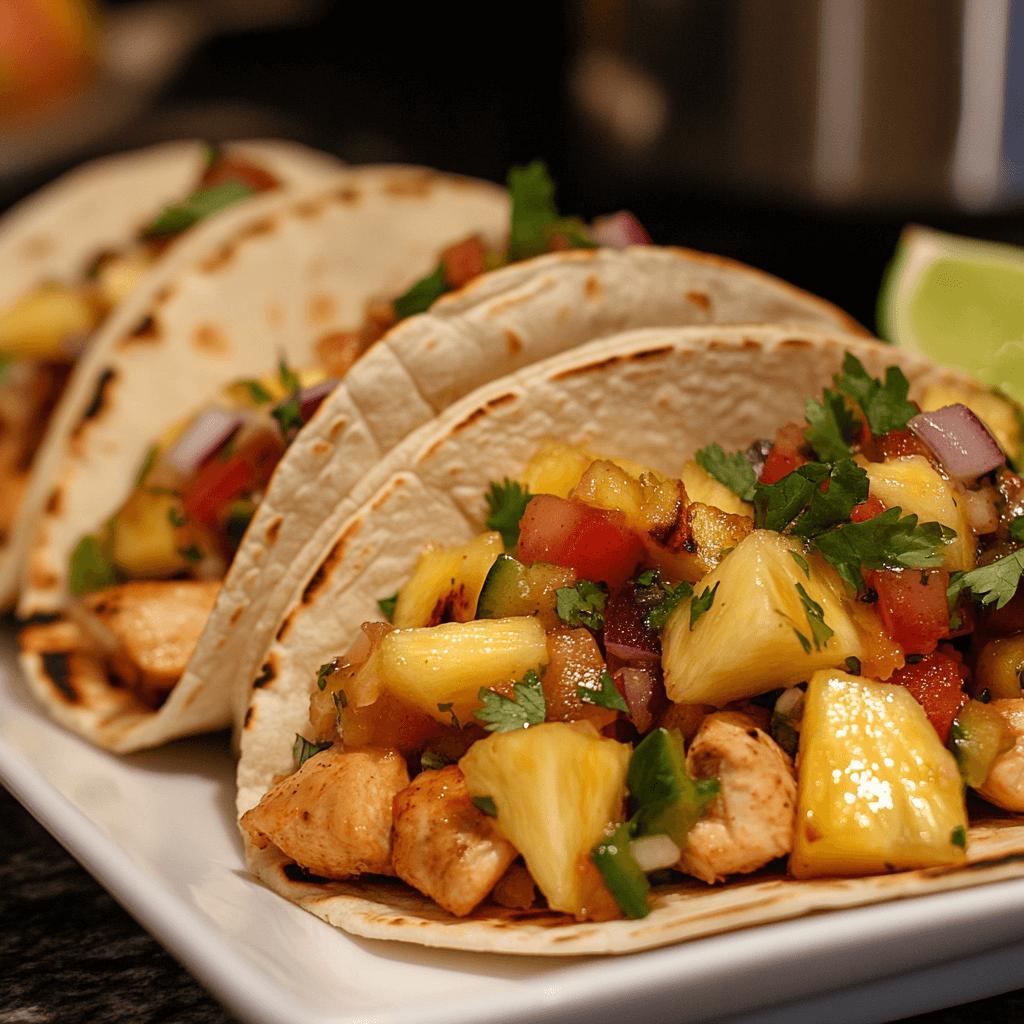 Chili Lime Chicken Tacos with Grilled Pineapple Salsa