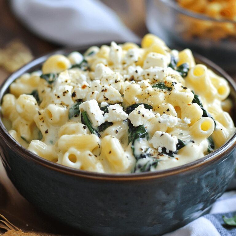 One Pot Spinach & Feta Macaroni and Cheese