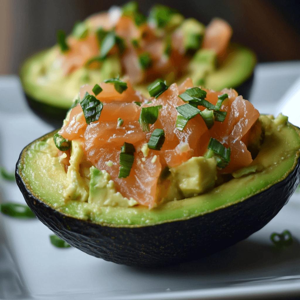 Smoked Salmon Egg Stuffed Avocados