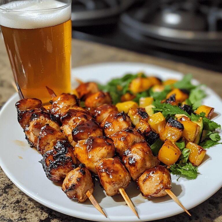 Beer and Honey BBQ Chicken Skewers