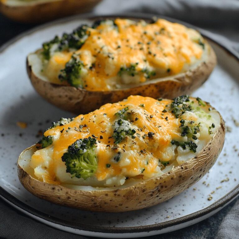 Broccoli and Cheddar Twice Baked Potatoes