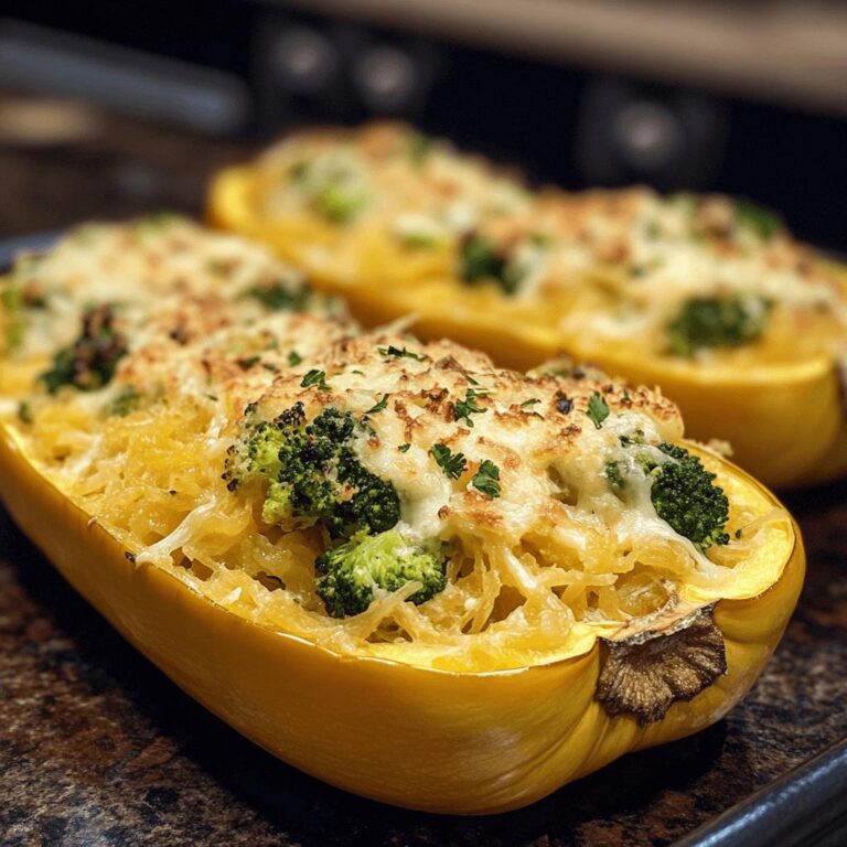 Broccoli and Cheese Stuffed Spaghetti Squash