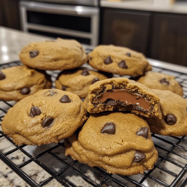 Brown Butter Nutella-Stuffed Pumpkin Chocolate Chip Cookies