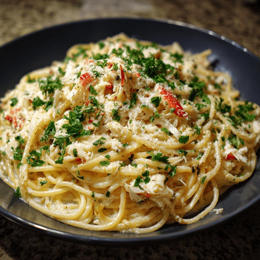 Crab Alfredo Spaghetti