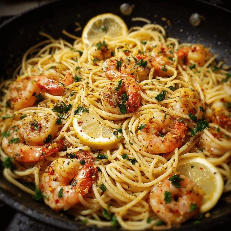 Lemon Garlic Shrimp Spaghetti