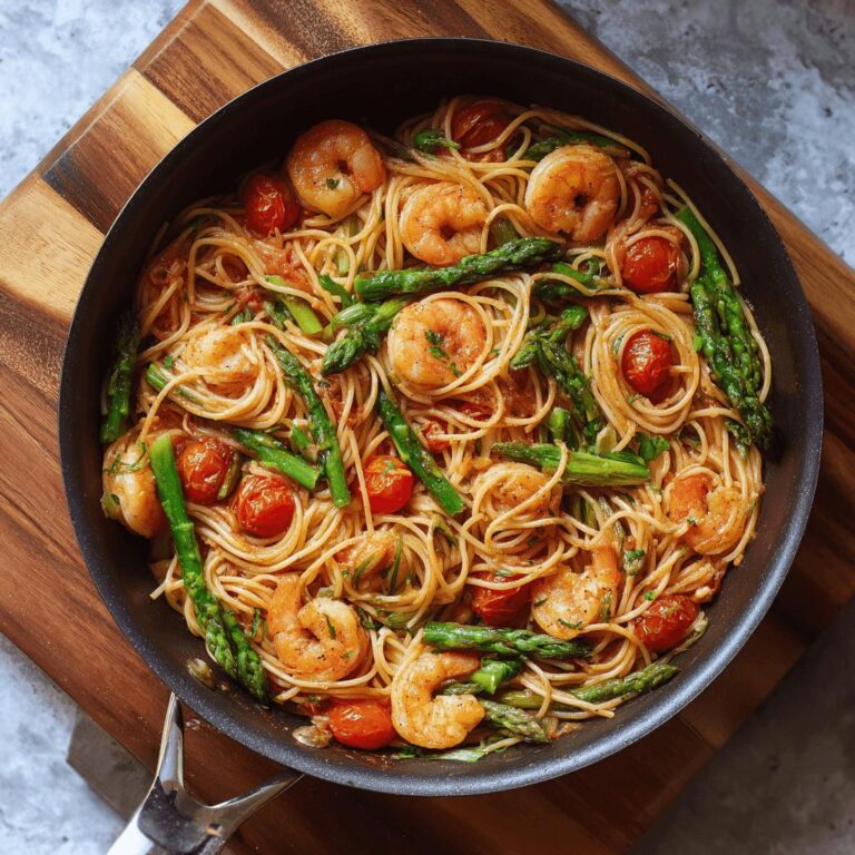 One-Pot Spaghetti with Shrimp and Asparagus