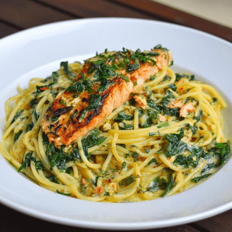 Salmon and Spinach Spaghetti