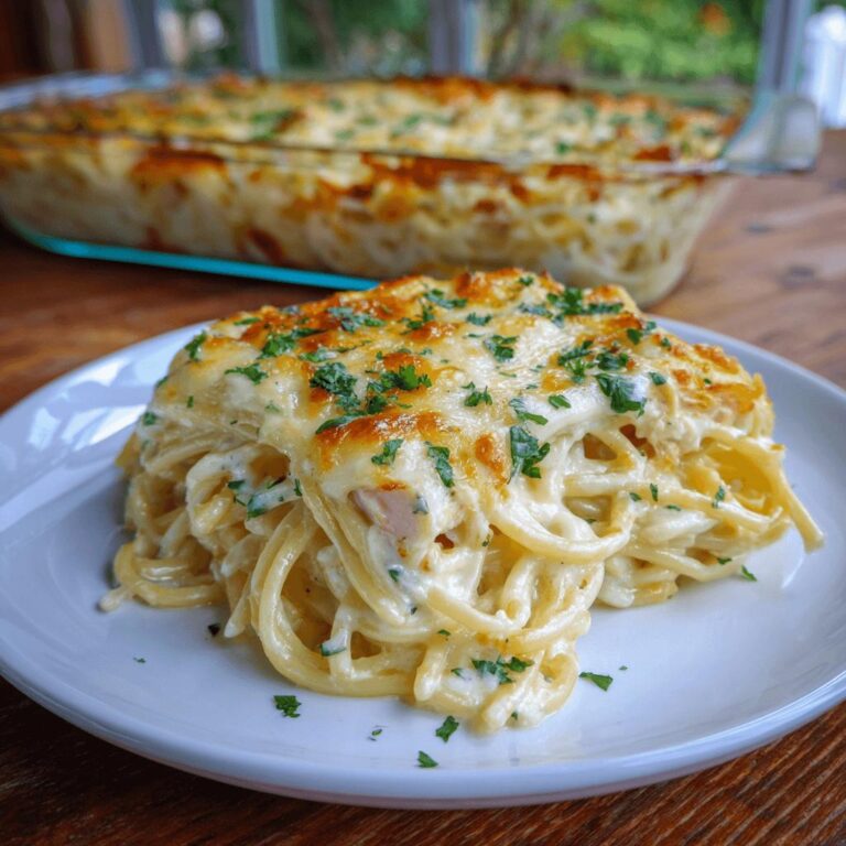 Spaghetti Alfredo Bake