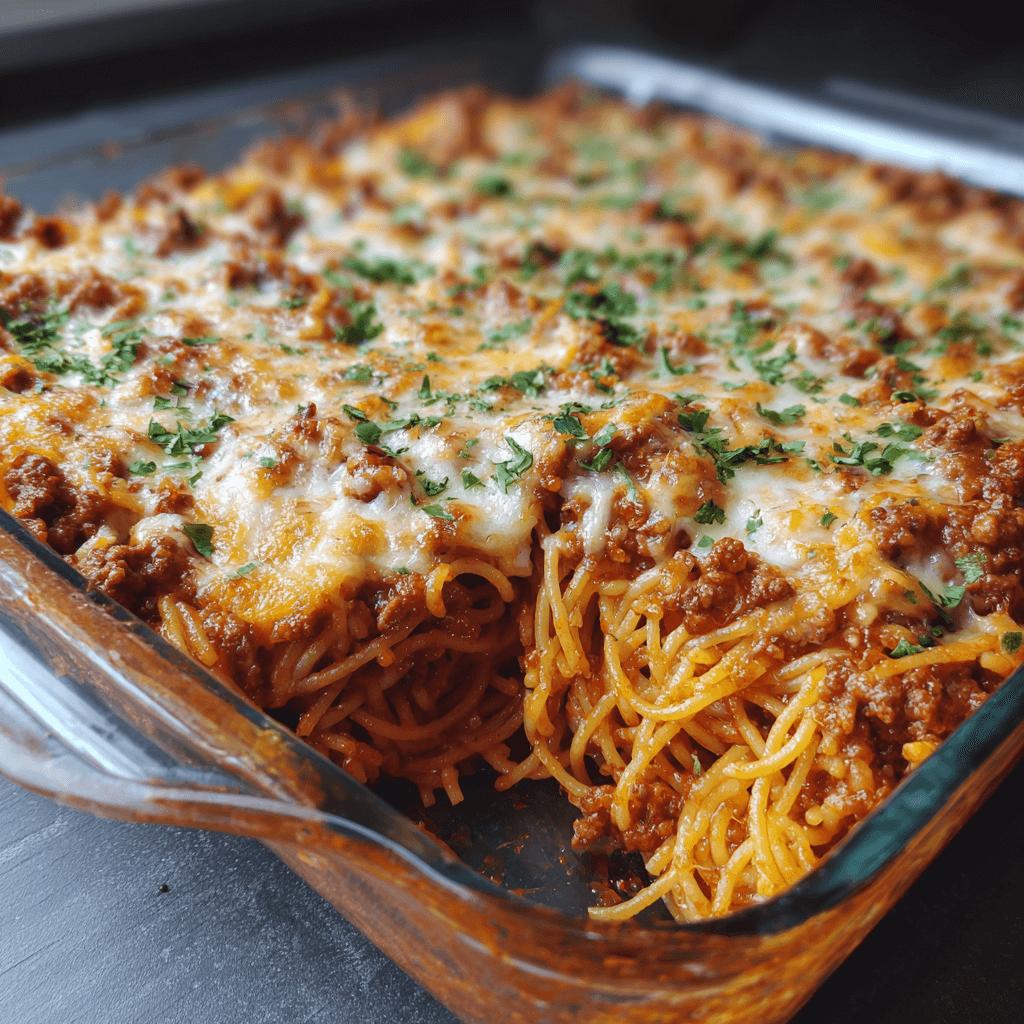 Spaghetti Casserole with Ground Beef