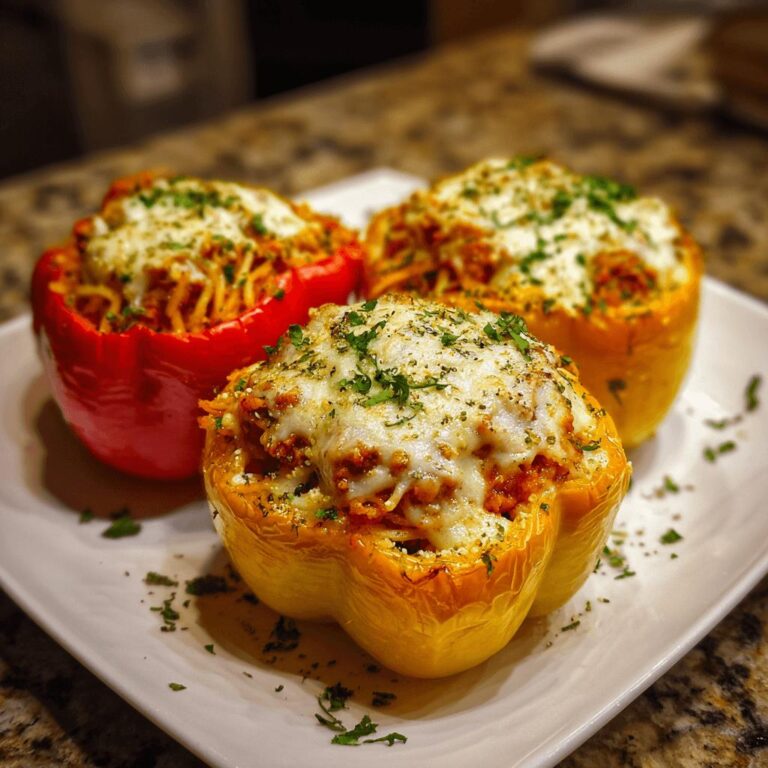 Spaghetti and Cheese Stuffed Peppers