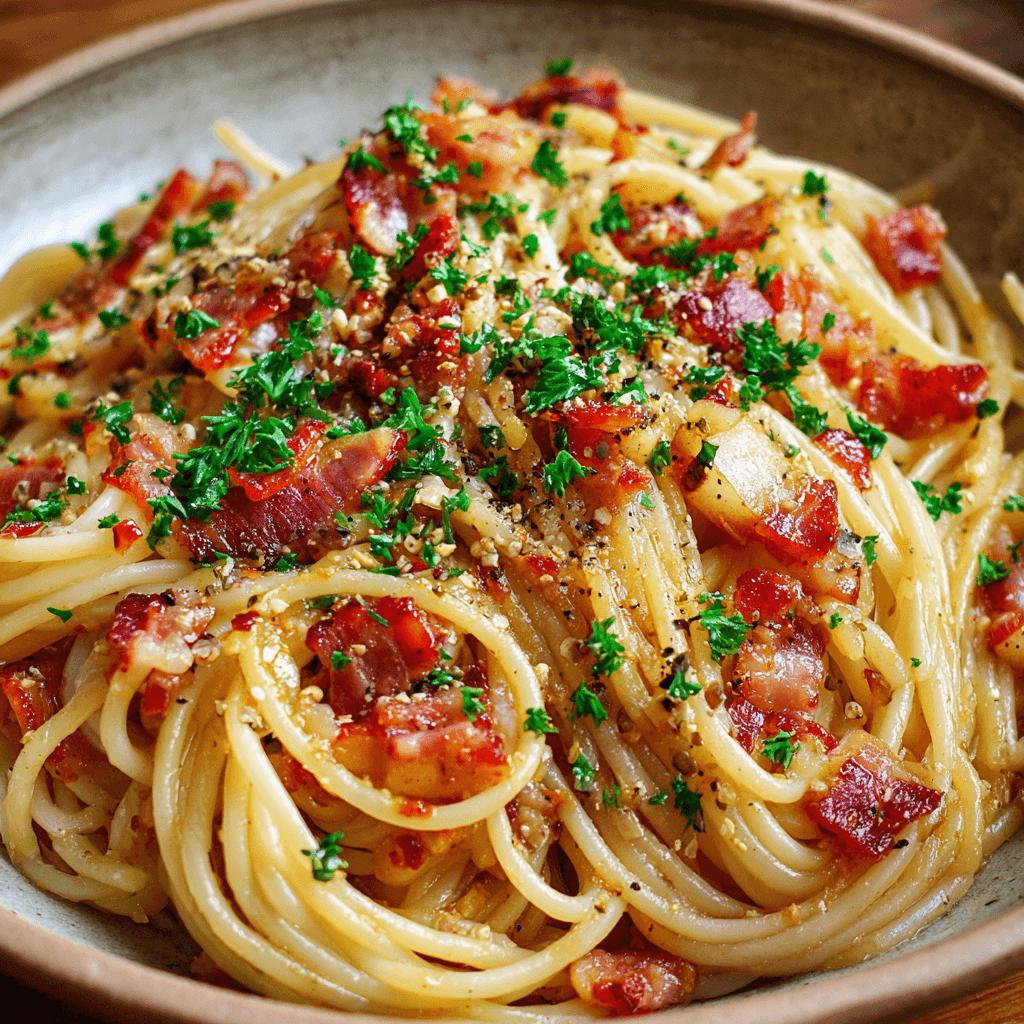Spaghetti with Apple and Bacon