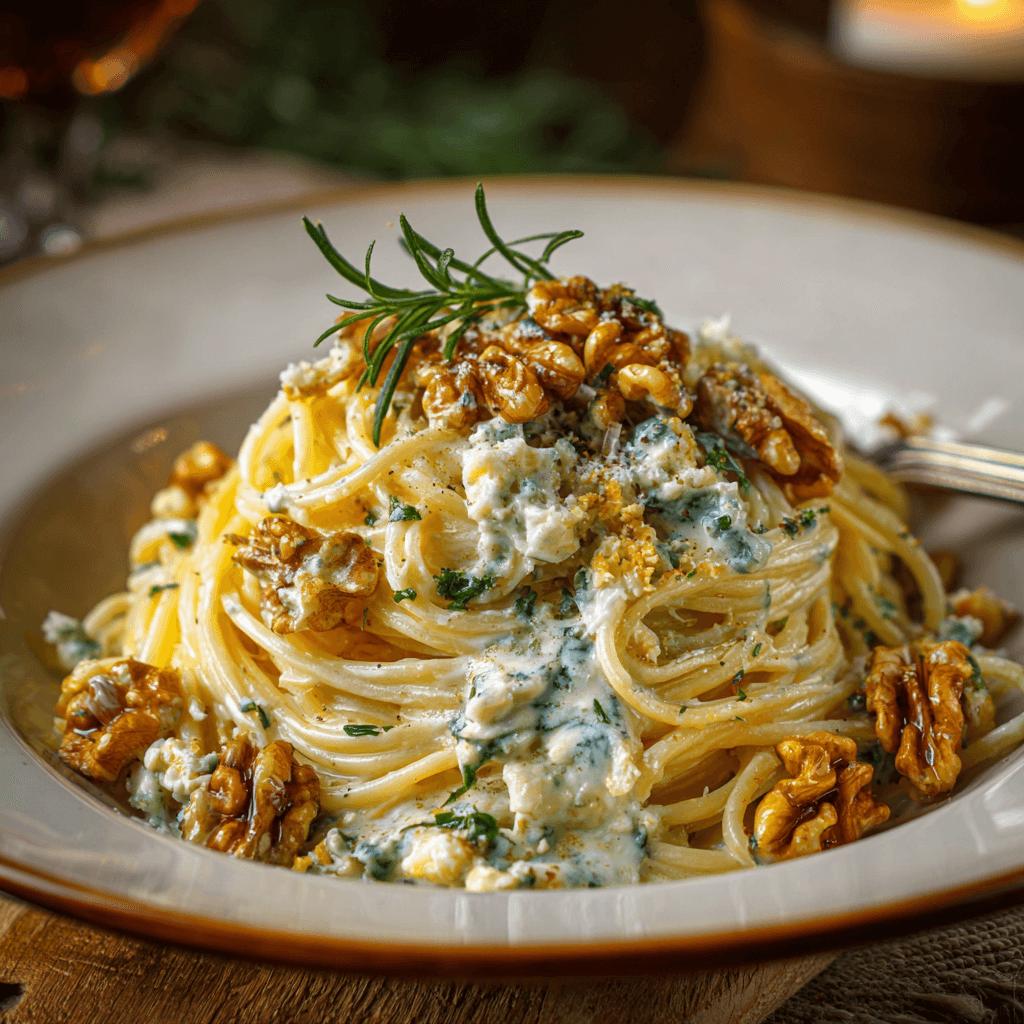 Spaghetti with Blue Cheese and Walnuts