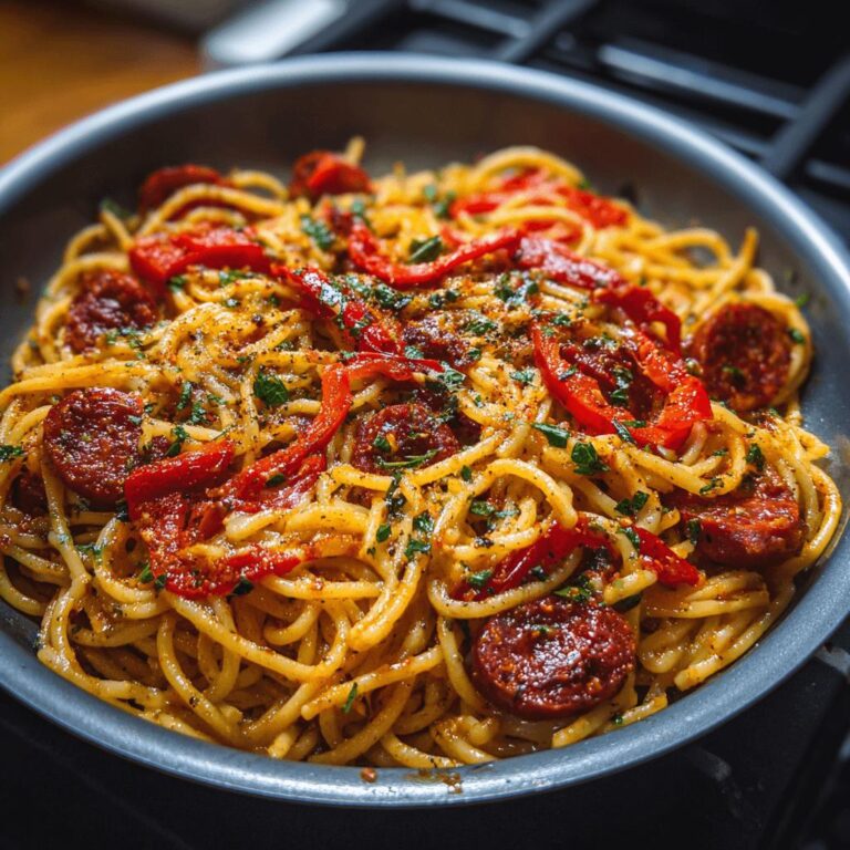 Spaghetti with Chorizo and Peppers