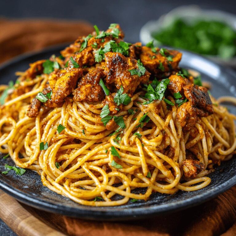 Spaghetti with Indian Butter Chicken