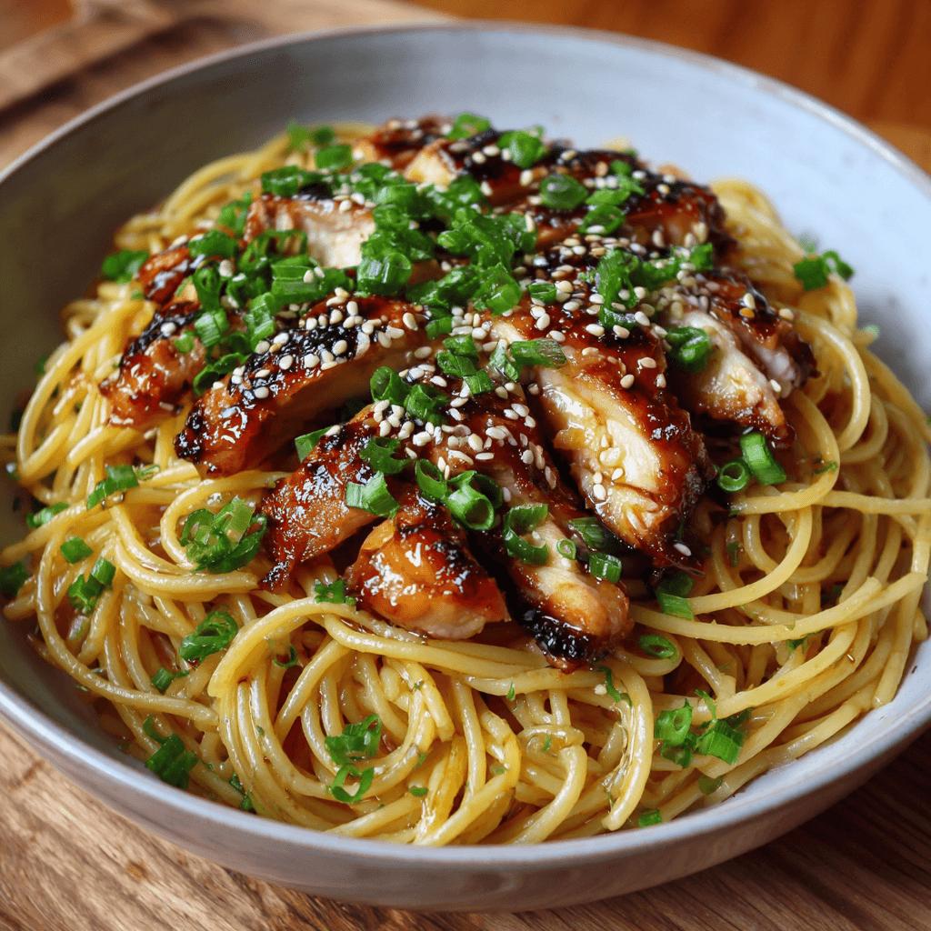 Spaghetti with Japanese Teriyaki Chicken