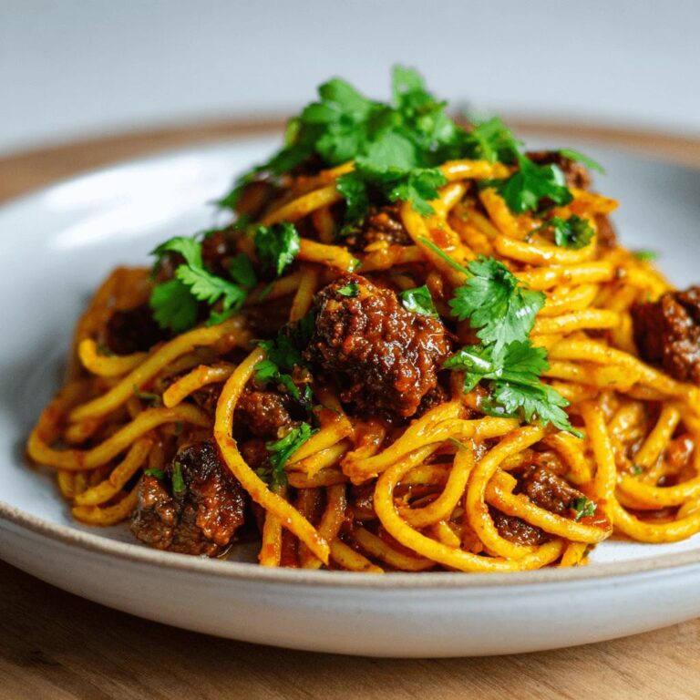 Spaghetti with Moroccan Lamb