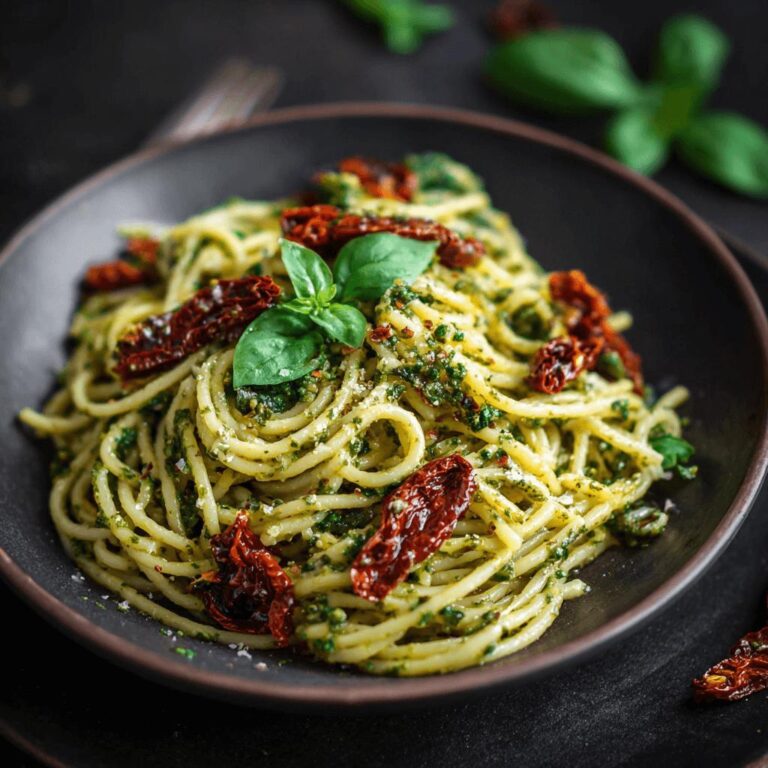 Spaghetti with Pesto and Sun-Dried Tomatoes