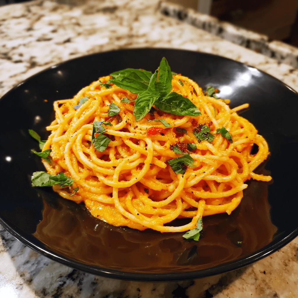 Spaghetti with Roasted Red Pepper Sauce
