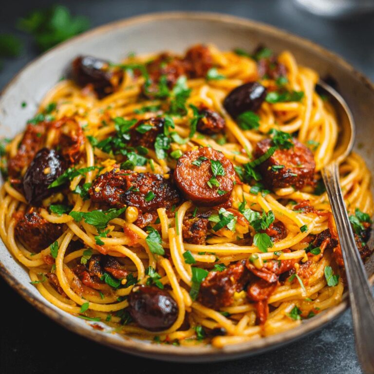 Spaghetti with Spanish Chorizo and Olives