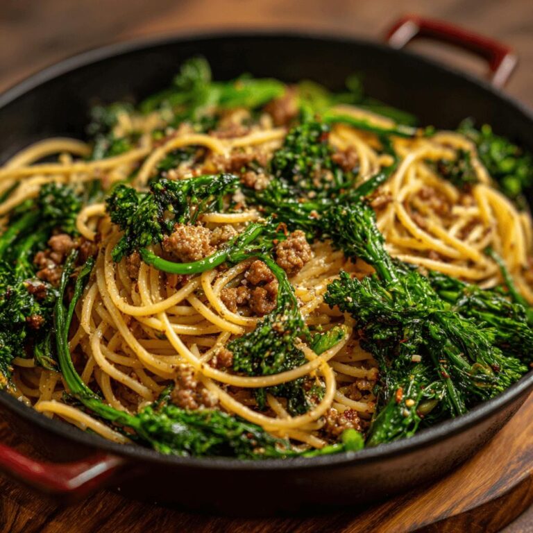 Spaghetti with Spicy Sausage and Broccoli Rabe