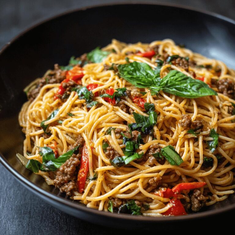 Spaghetti with Thai Basil and Beef