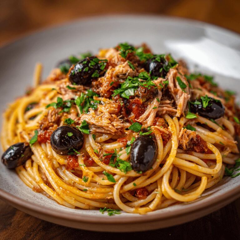 Tuna Puttanesca Spaghetti