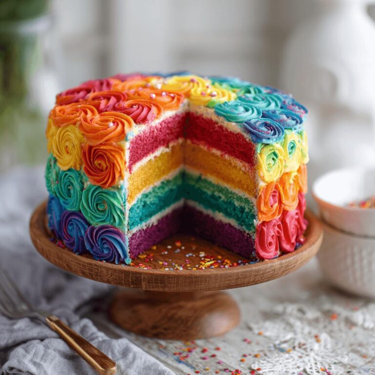 Bold Rainbow Rosette Cake