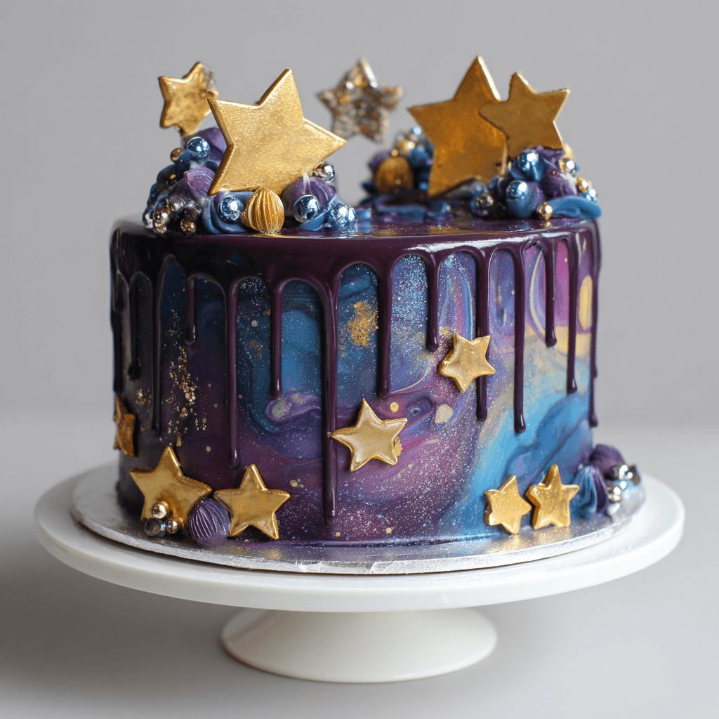 Galaxy Drip & Stars Cake