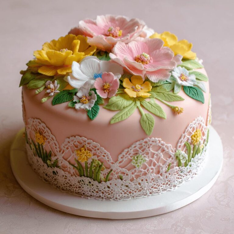 Laced Fondant Garden Cake