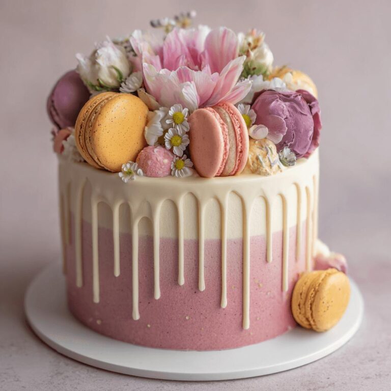 Macaron Bloom Drip Cake