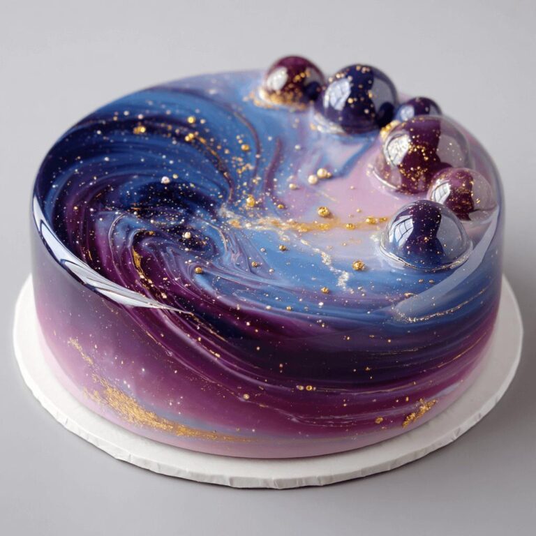 Mirror Glaze Galaxy Cake