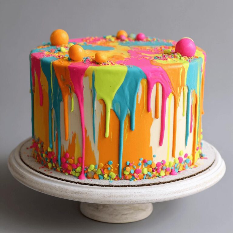 Neon Splash Paint Drip Cake