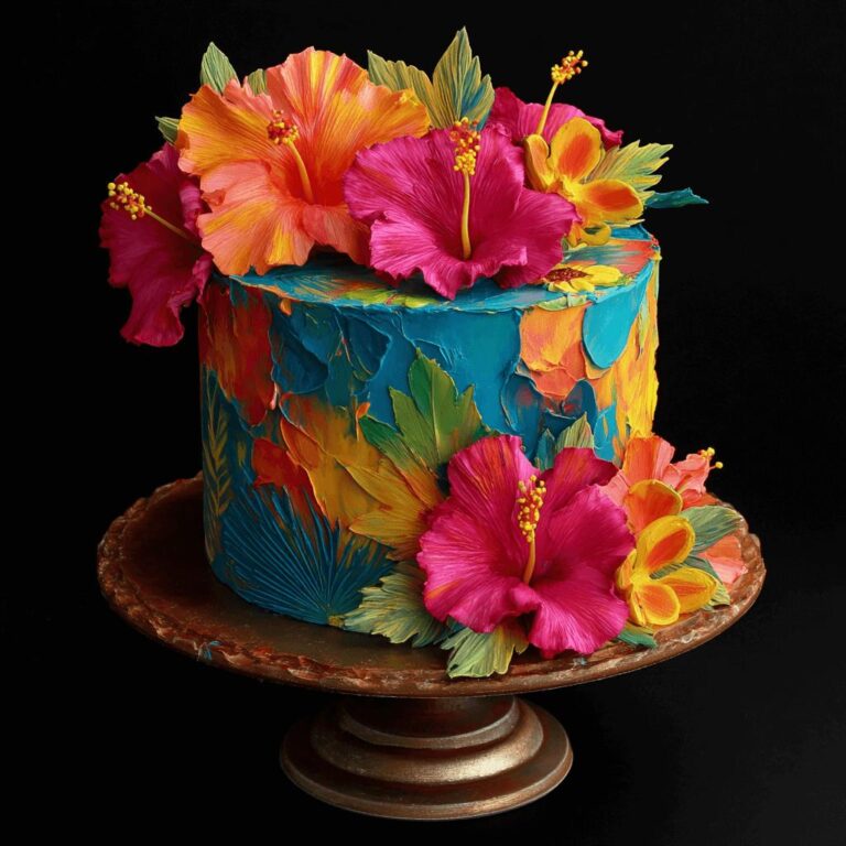 Neon Tropical Hibiscus Cake