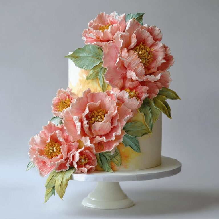 Painted Peonies Cascade Cake