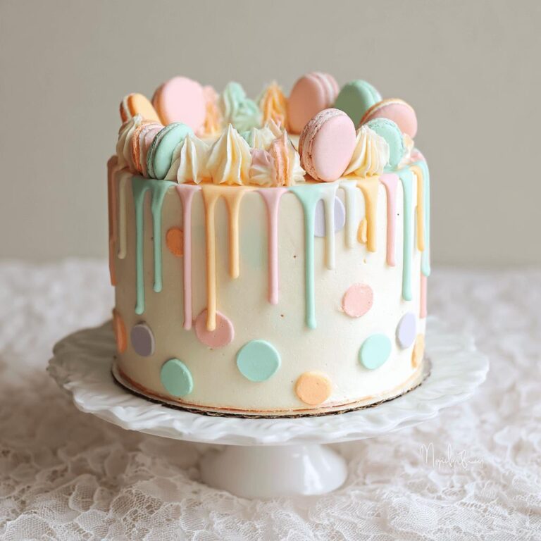 Pastel Polka Dot Drip Cake