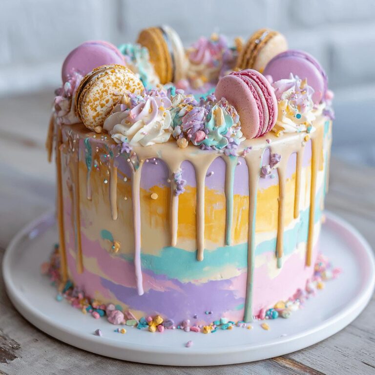 Pastel Tie-Dye Drip Cake