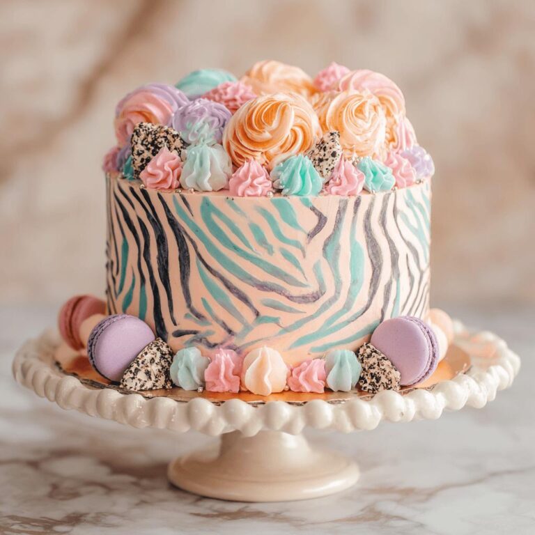 Pastel Zebra Print Cake