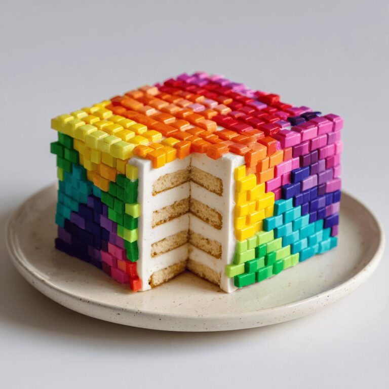 Rainbow Block Pixel Cake