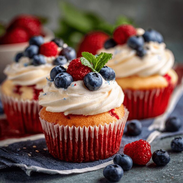 Red, White & Blueberry Cupcakes