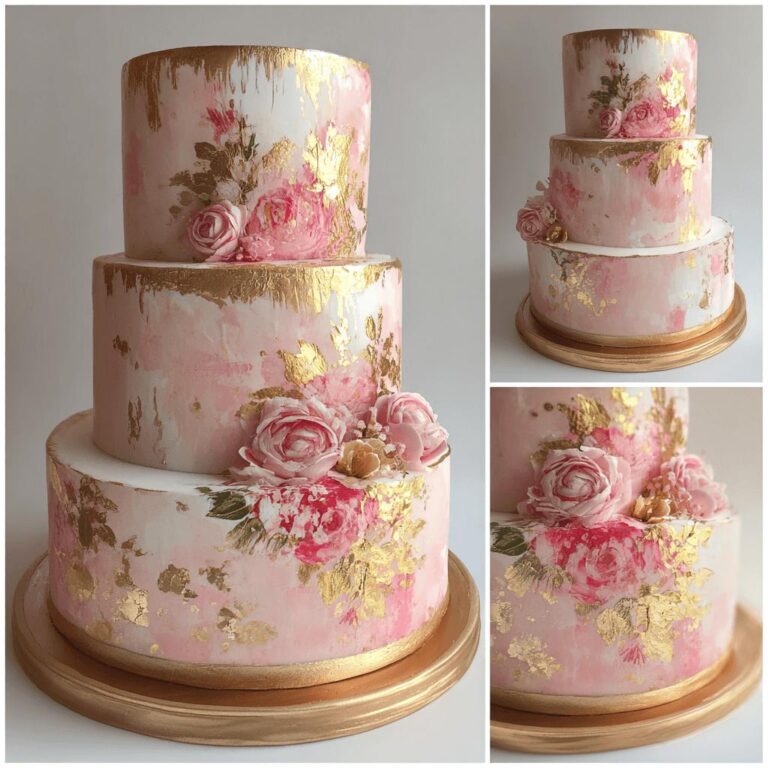 Rose Gold Watercolor Cake