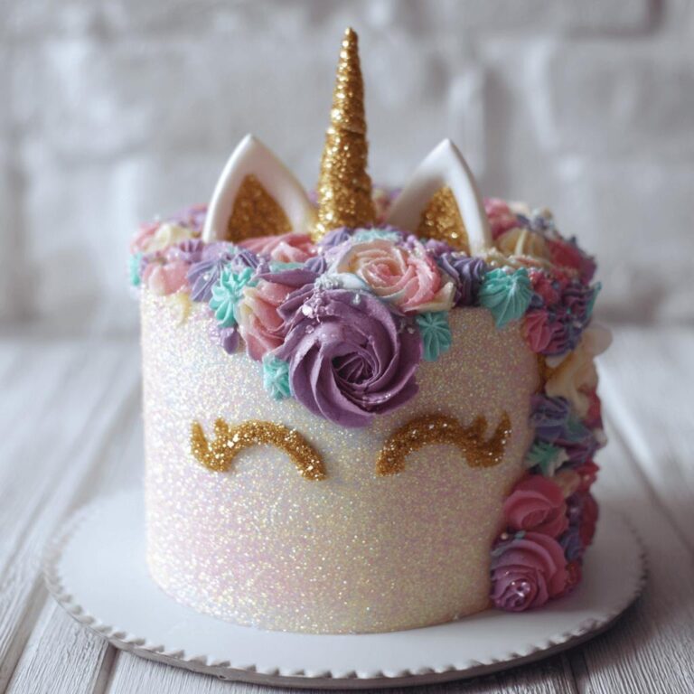 Sparkling Glitter Unicorn Cake