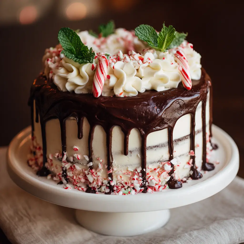 Chocolate Peppermint Holiday Cake