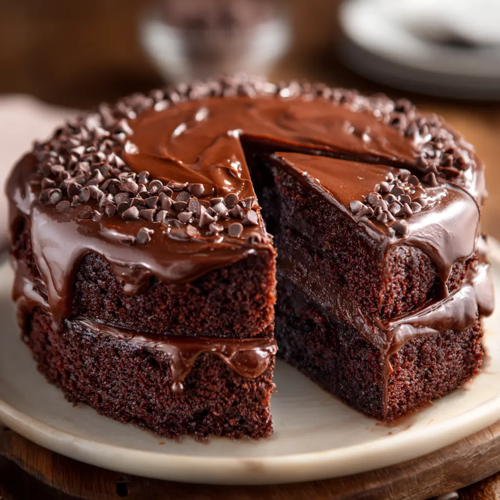 Fudge Frosted Chocolate Cake