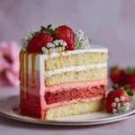 Vanilla Strawberry Ombre Cake
