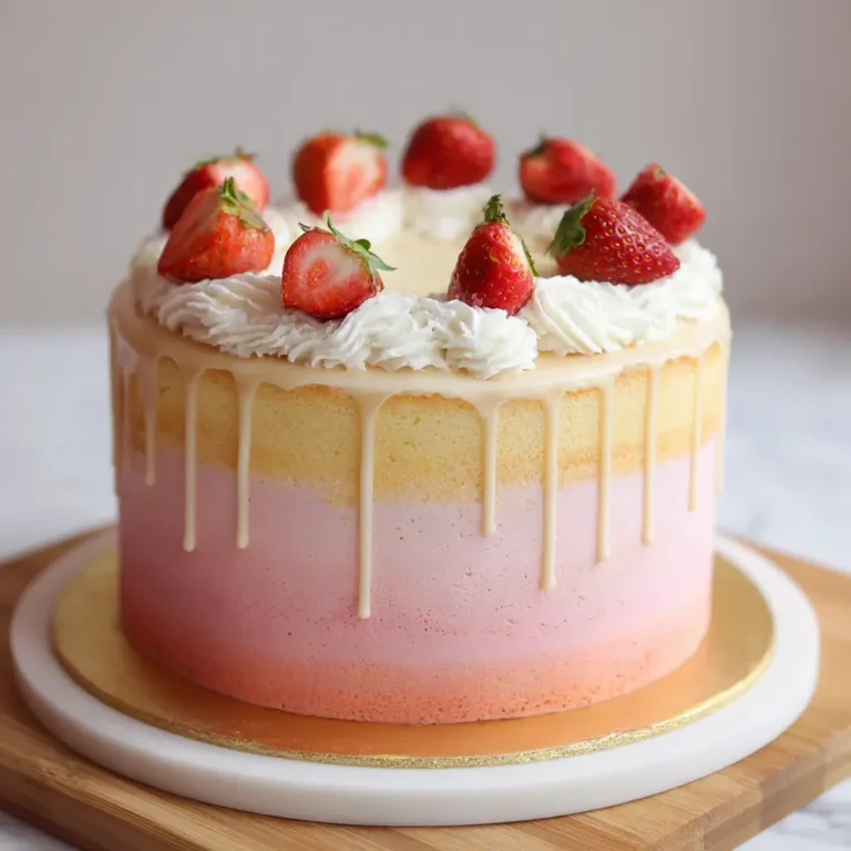 Vanilla Strawberry Ombre Cake