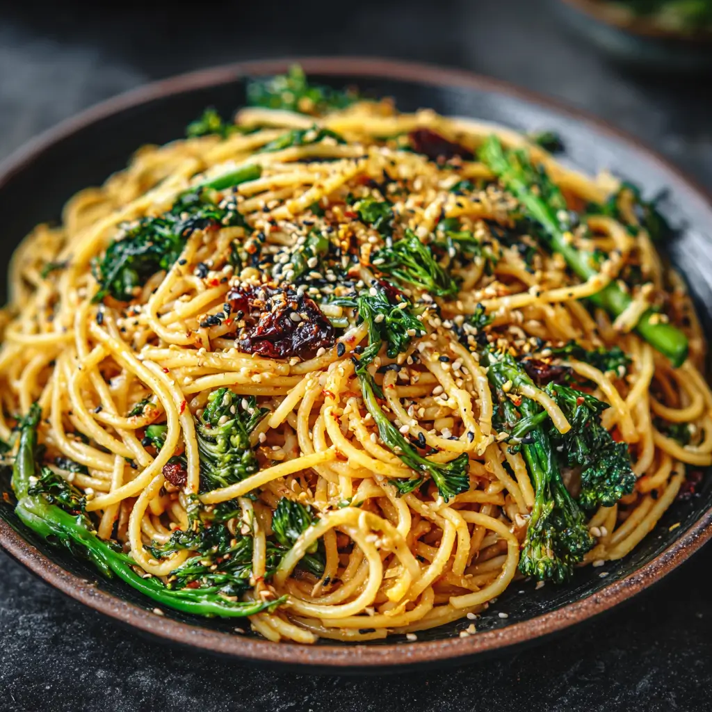 Asian Sesame Garlic Spaghetti