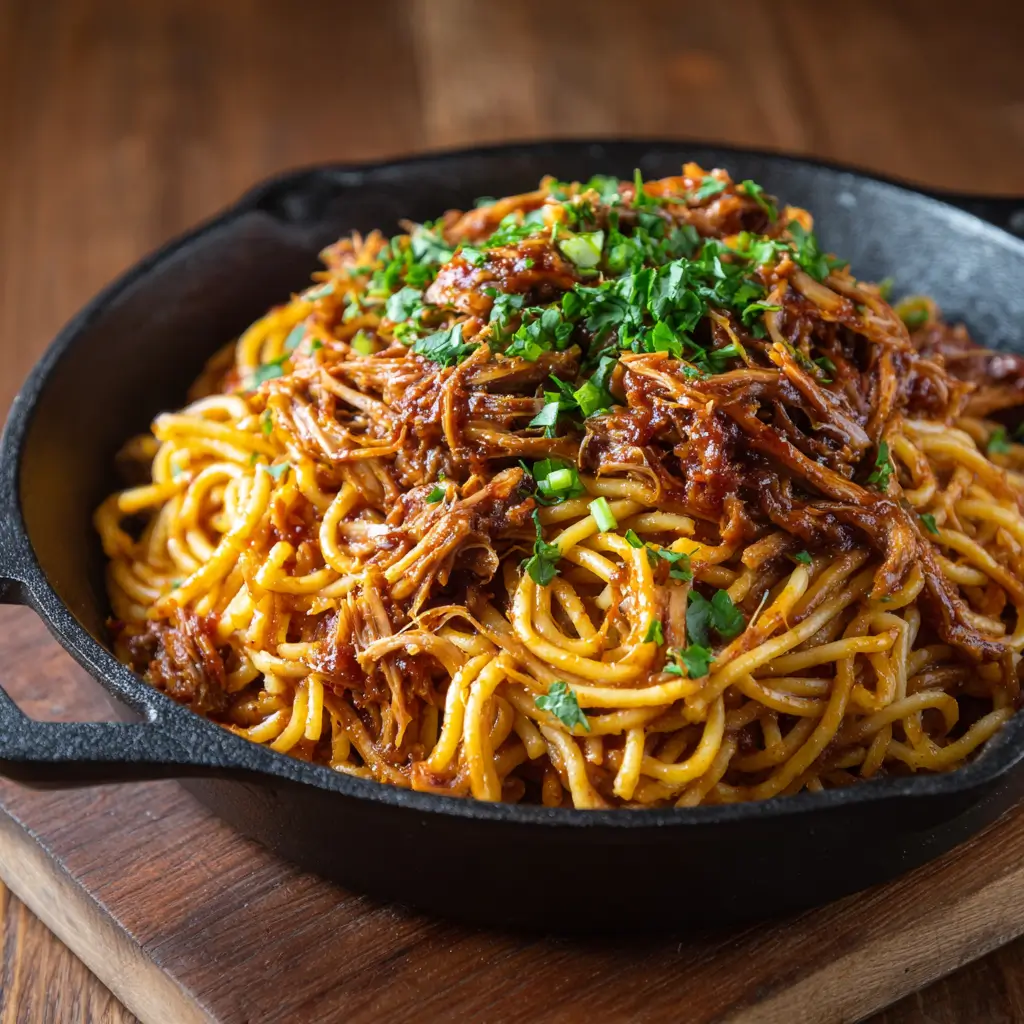 BBQ Pulled Pork Spaghetti