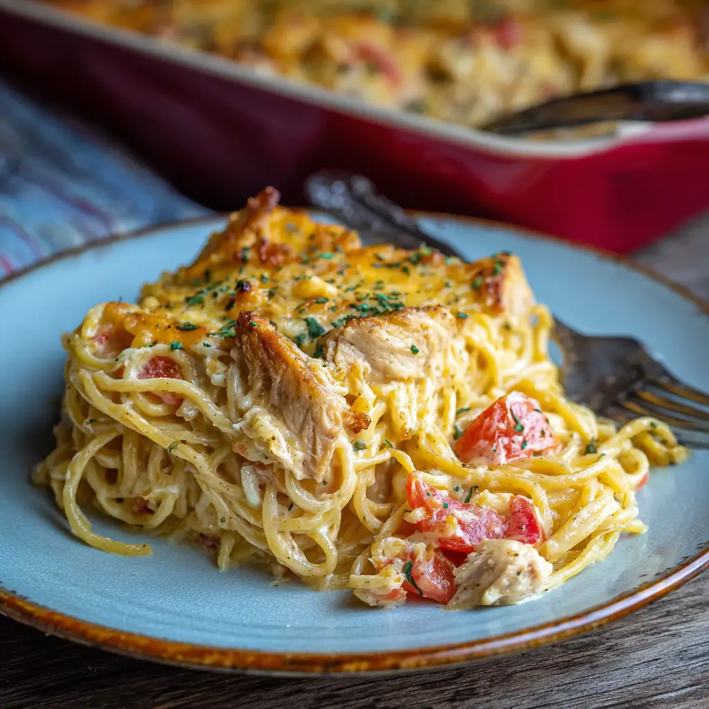 Creamy Cajun Chicken Spaghetti Bake